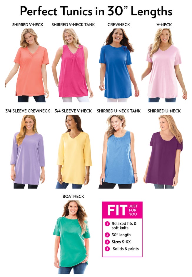 Perfect Short-Sleeve Shirred U-Neck Tunic image number 5