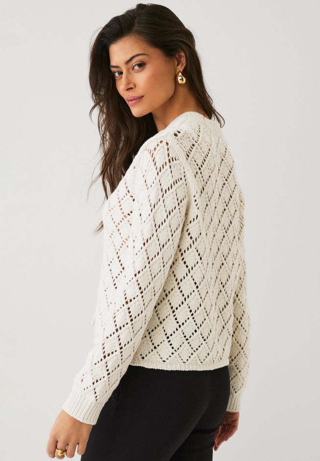 Open Work Button Front Cardigan image number 1