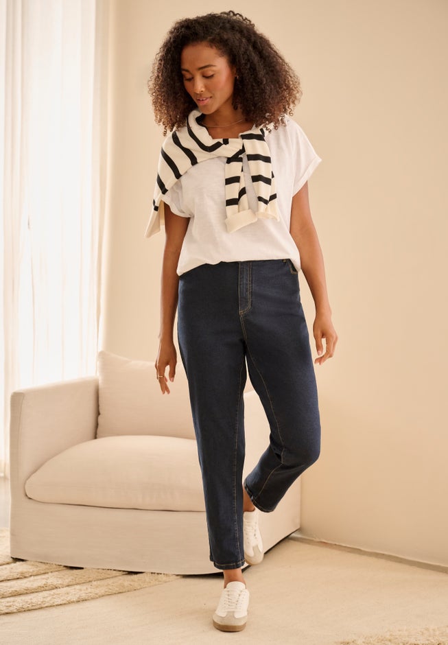 Cotton Jersey Slub Crew Neck Tee With Rolled Cuffs image number 3