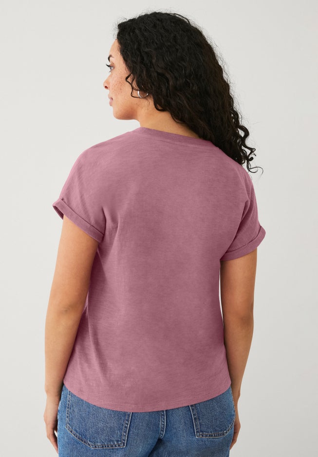 Crew Neck Tee With Rolled Cuffs image number 1