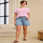 Denim 5-pocket Relaxed &ldquo;mom" Shorts image number null