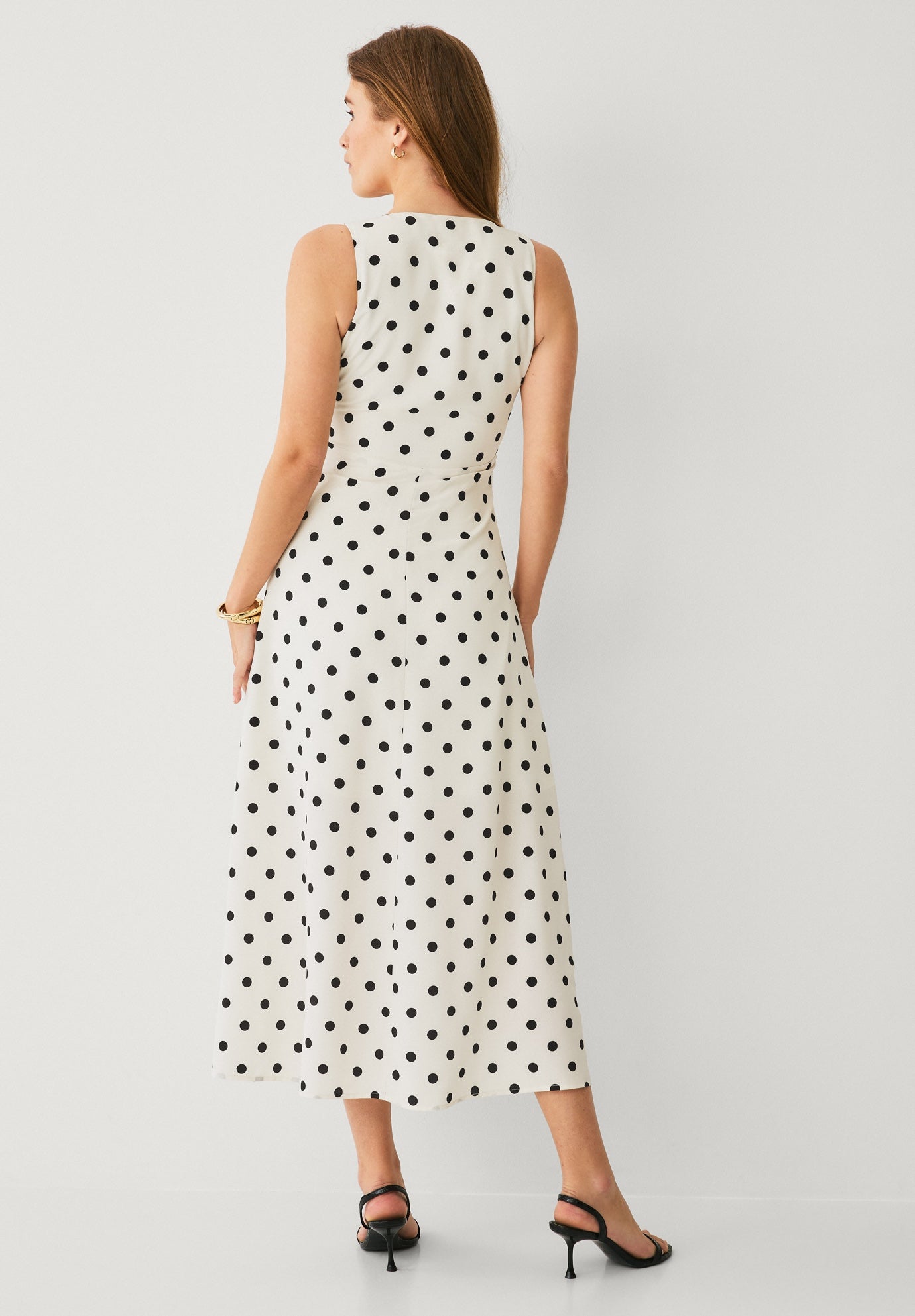 Sleeveless A-line Long Midi Dress With Flower Pin image number 1