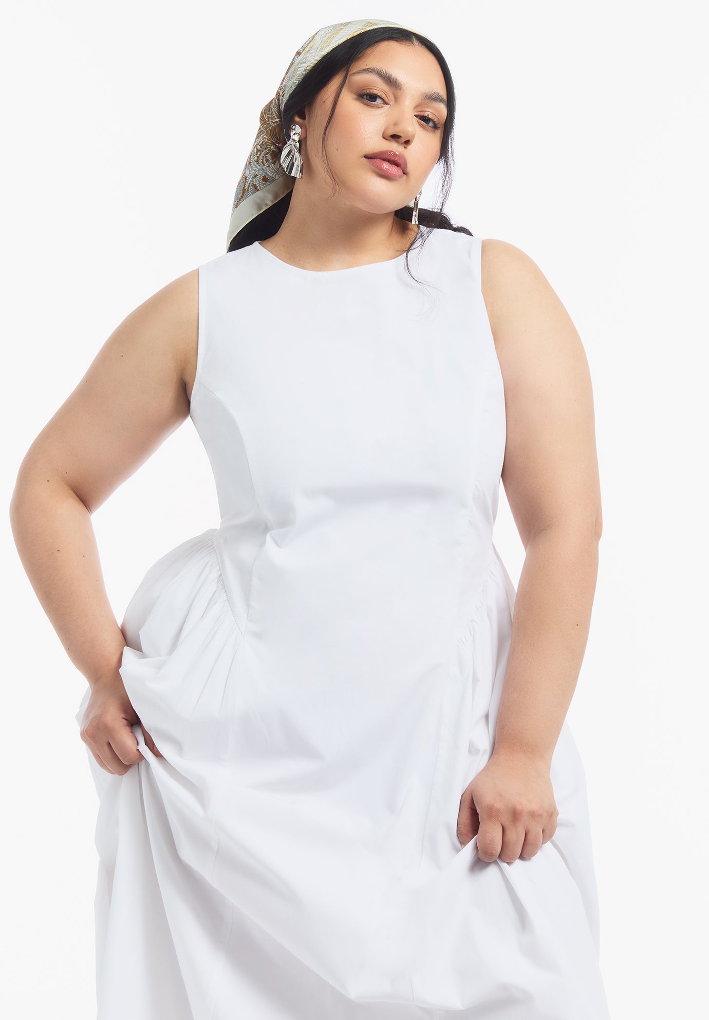 Sleeveless Poplin Midi Dress image number 2