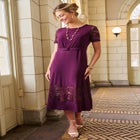 Lace Inset Fit-and-Flare Dress with Self Belt image number null