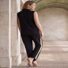 Stretch Knit Crepe Mock Neck Set image number null