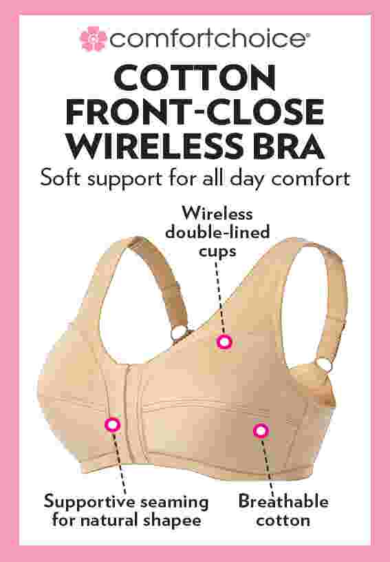 Cotton Front-Close Wireless Bra image number 3