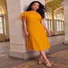 Georgette Fit-and-Flare Caplet Dress image number 0