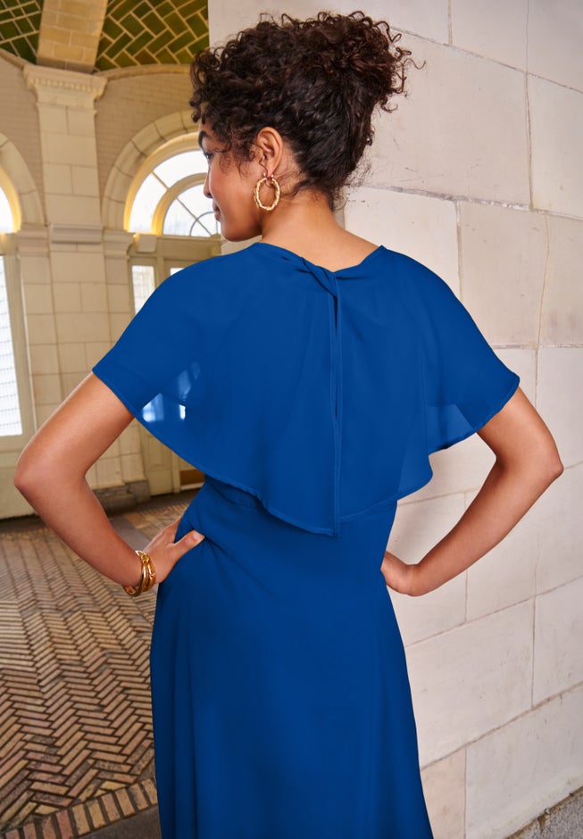 Georgette Fit-and-Flare Caplet Dress image number 1