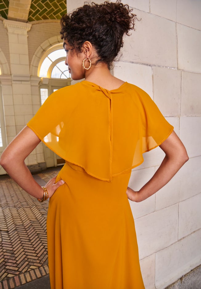 Georgette Fit-and-Flare Caplet Dress image number 1
