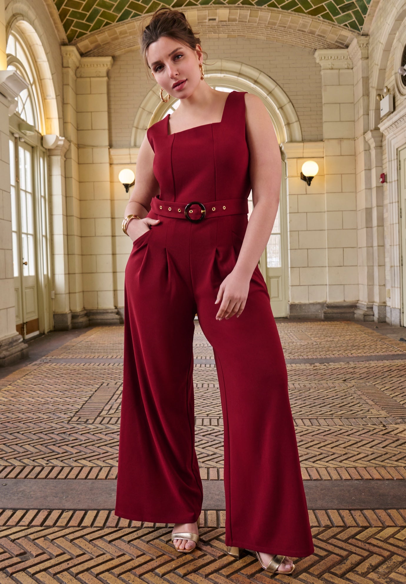 Sleeveless Wide-Leg Crepe Jumpsuit image number 0