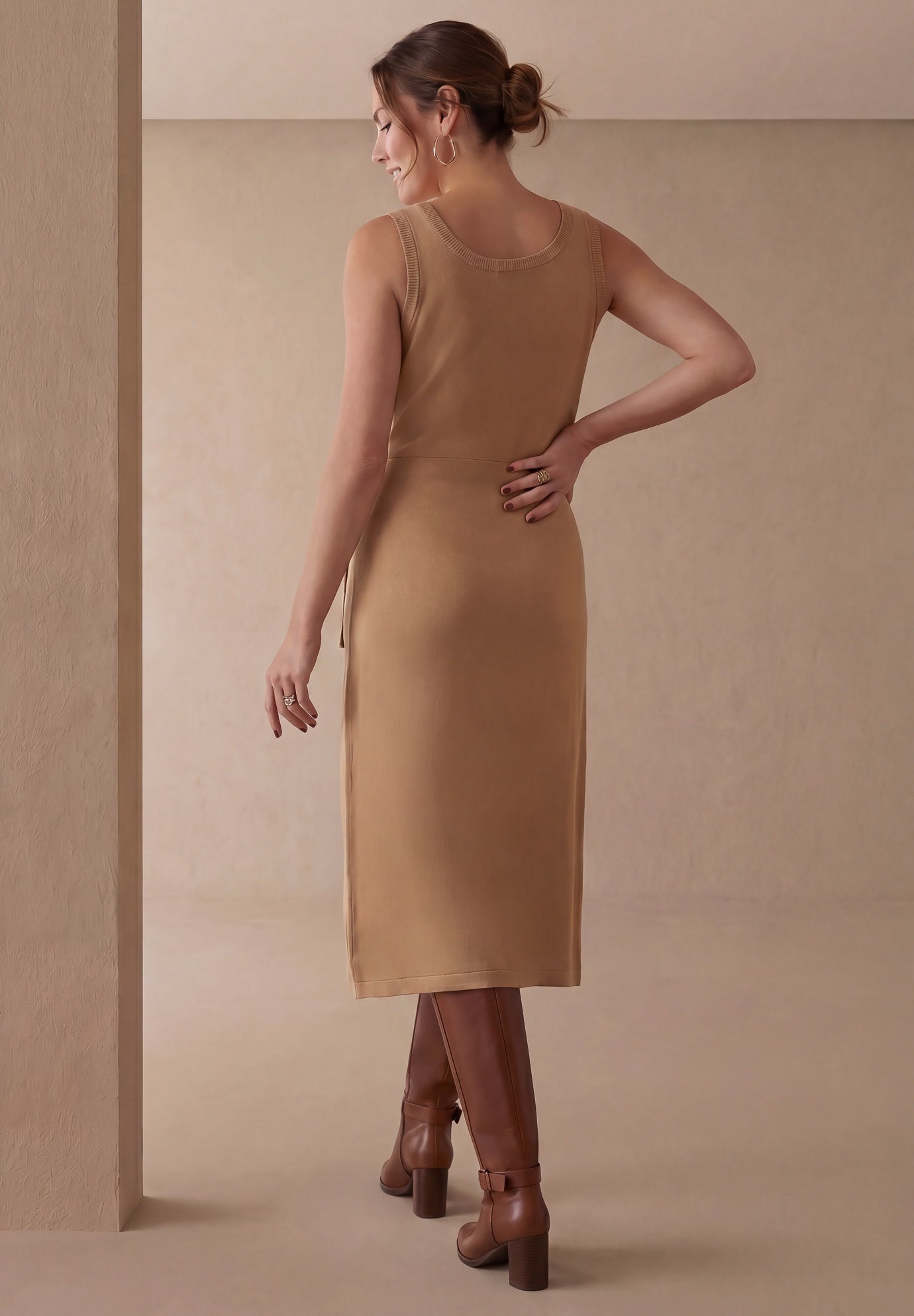 Tie-Front Wrap-Detail Sweater Dress image number 1