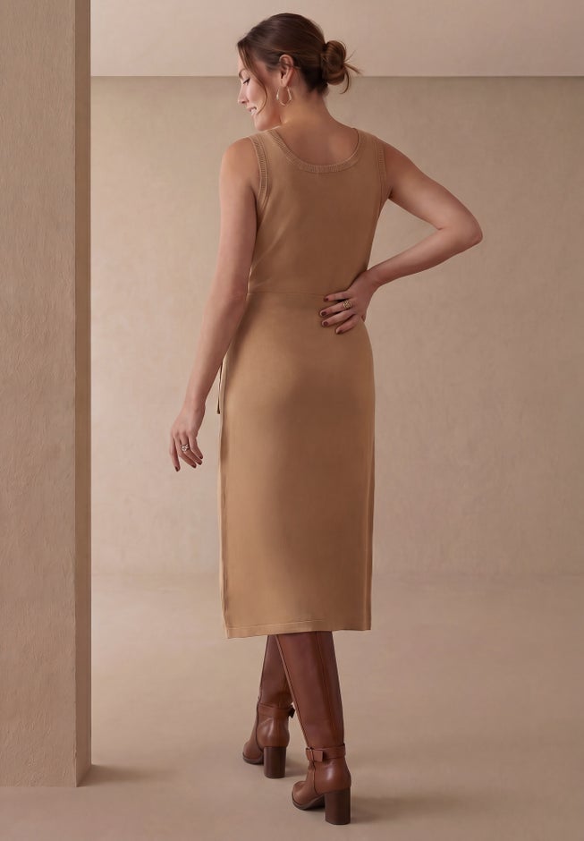 Tie-Front Wrap-Detail Sweater Dress image number 1