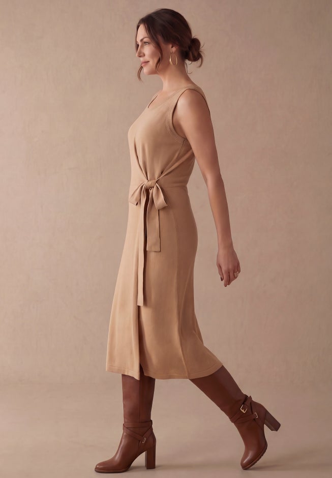 Tie-Front Wrap-Detail Sweater Dress image number 2