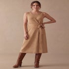 Tie-Front Wrap-Detail Sweater Dress image number null