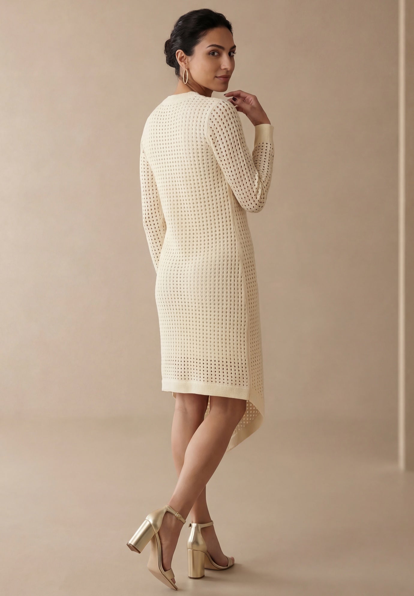 Crochet Asymmetrical Hem Midi Dress image number 2
