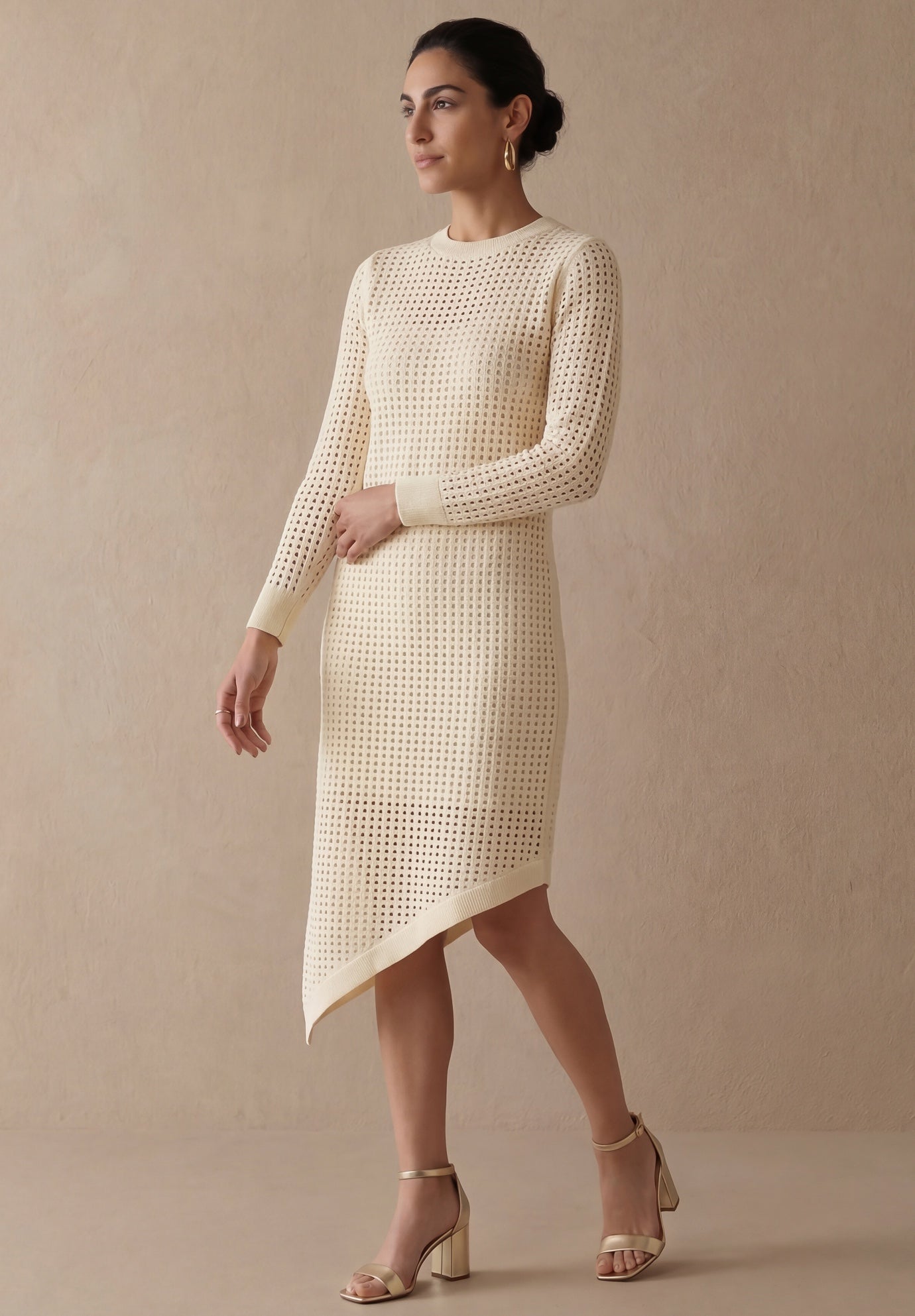 Crochet Asymmetrical Hem Midi Dress image number 0