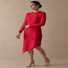 Crochet Asymmetrical Hem Midi Dress image number null