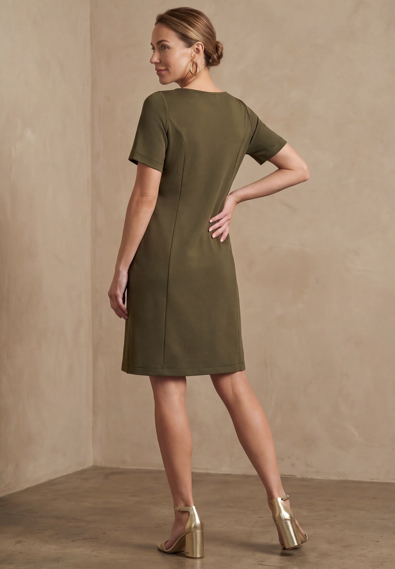 Perfect Ease Short-Sleeve Shift Dress image number 1
