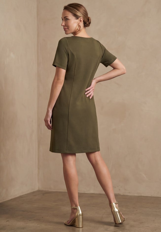 Perfect Ease Short-Sleeve Shift Dress image number 1