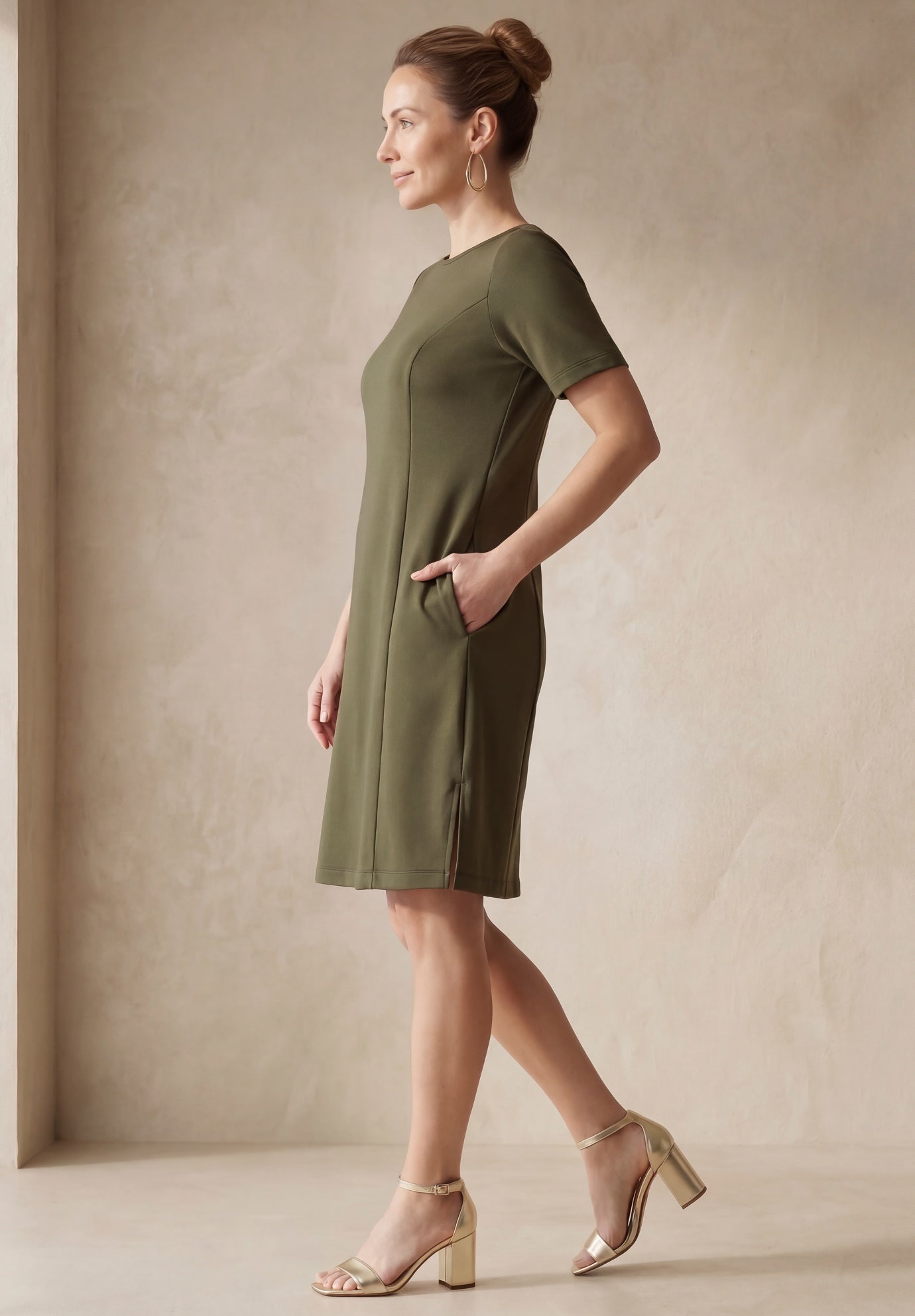 Perfect Ease Short-Sleeve Shift Dress image number 2
