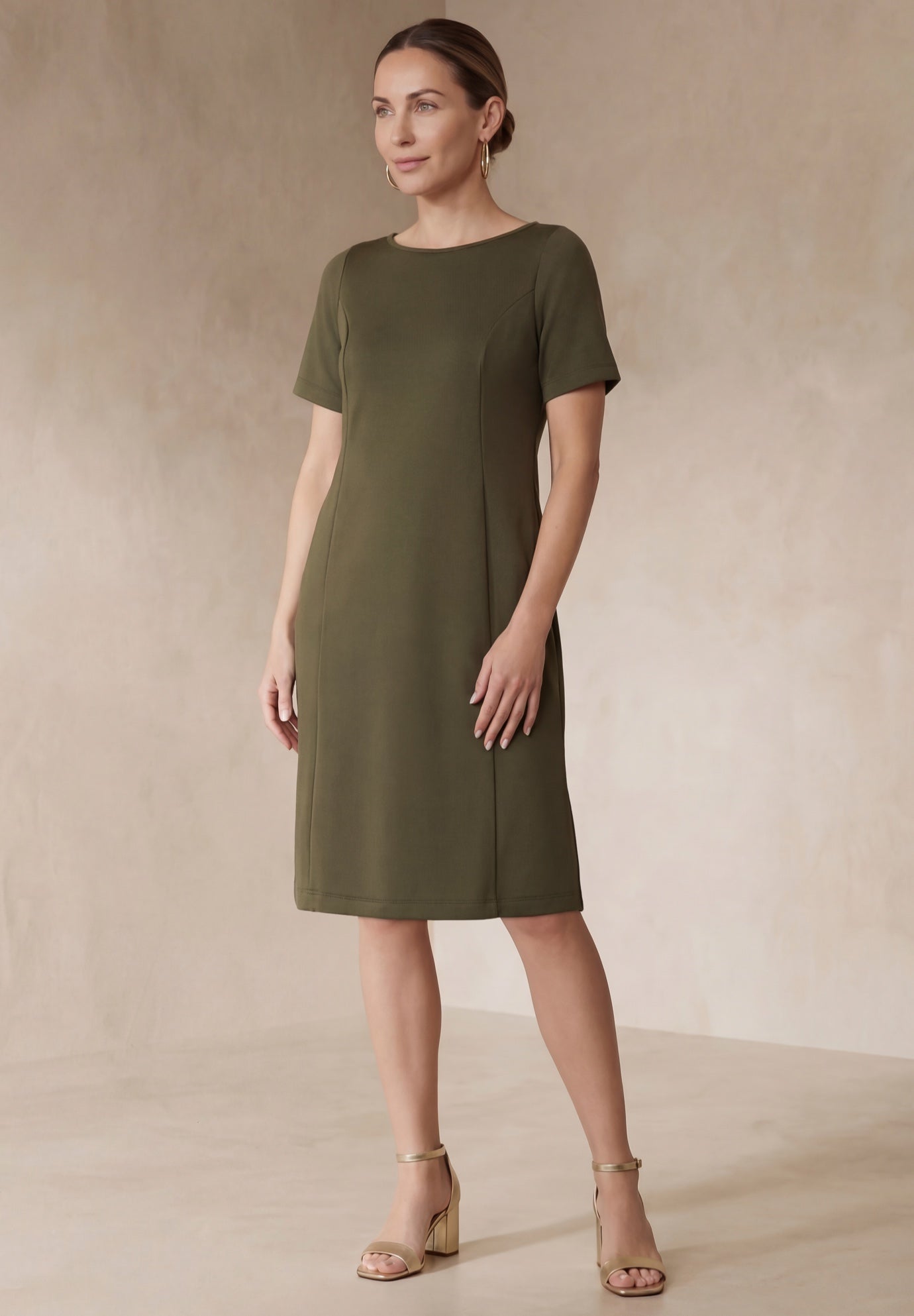 Perfect Ease Short-Sleeve Shift Dress image number 0