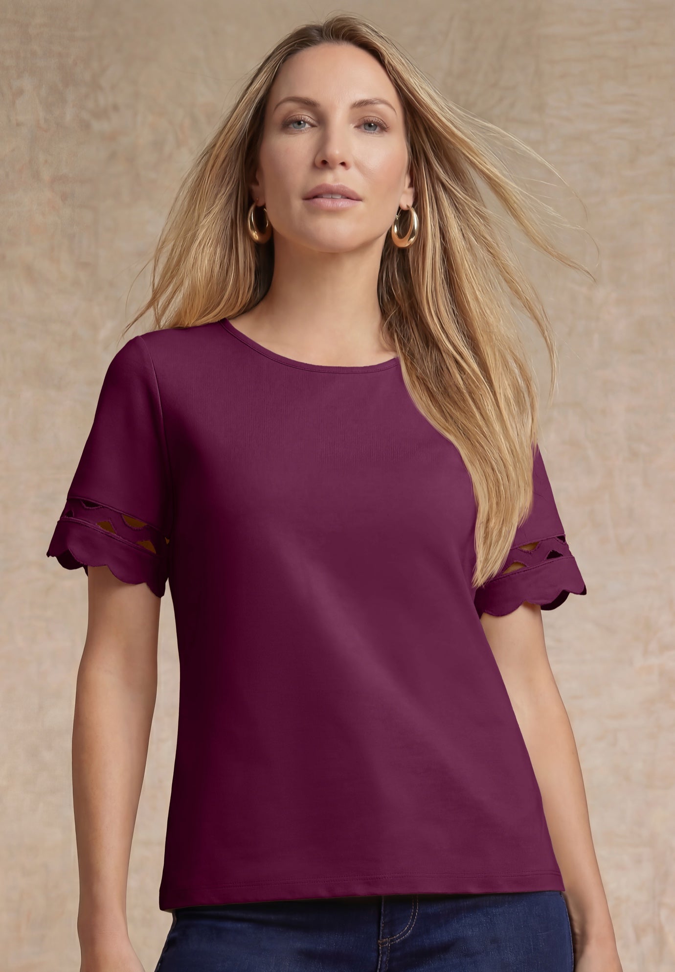Scallop Trim Tee image number 0