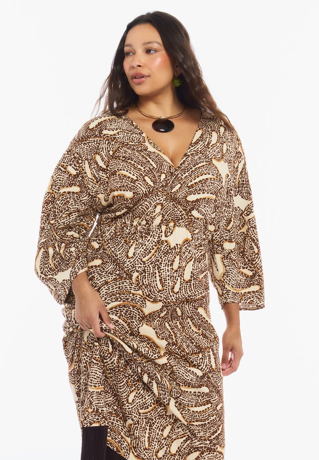 Fringe-Trim Surplice Maxi Dress image number 4
