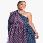 One-Shoulder Chiffon Maxi Dress With Neck Tie image number 3