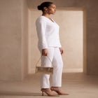 Shaped Crepe Jacket & Straight-Leg Pant Suit image number null