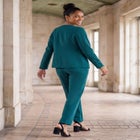 Shaped Crepe Jacket & Straight-Leg Pant Suit image number null