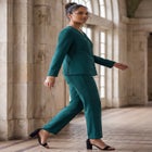 Shaped Crepe Jacket & Straight-Leg Pant Suit image number null