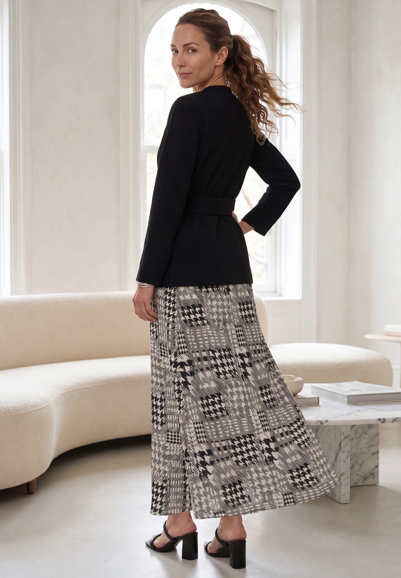 Knit Crepe Belted Jacket image number 1