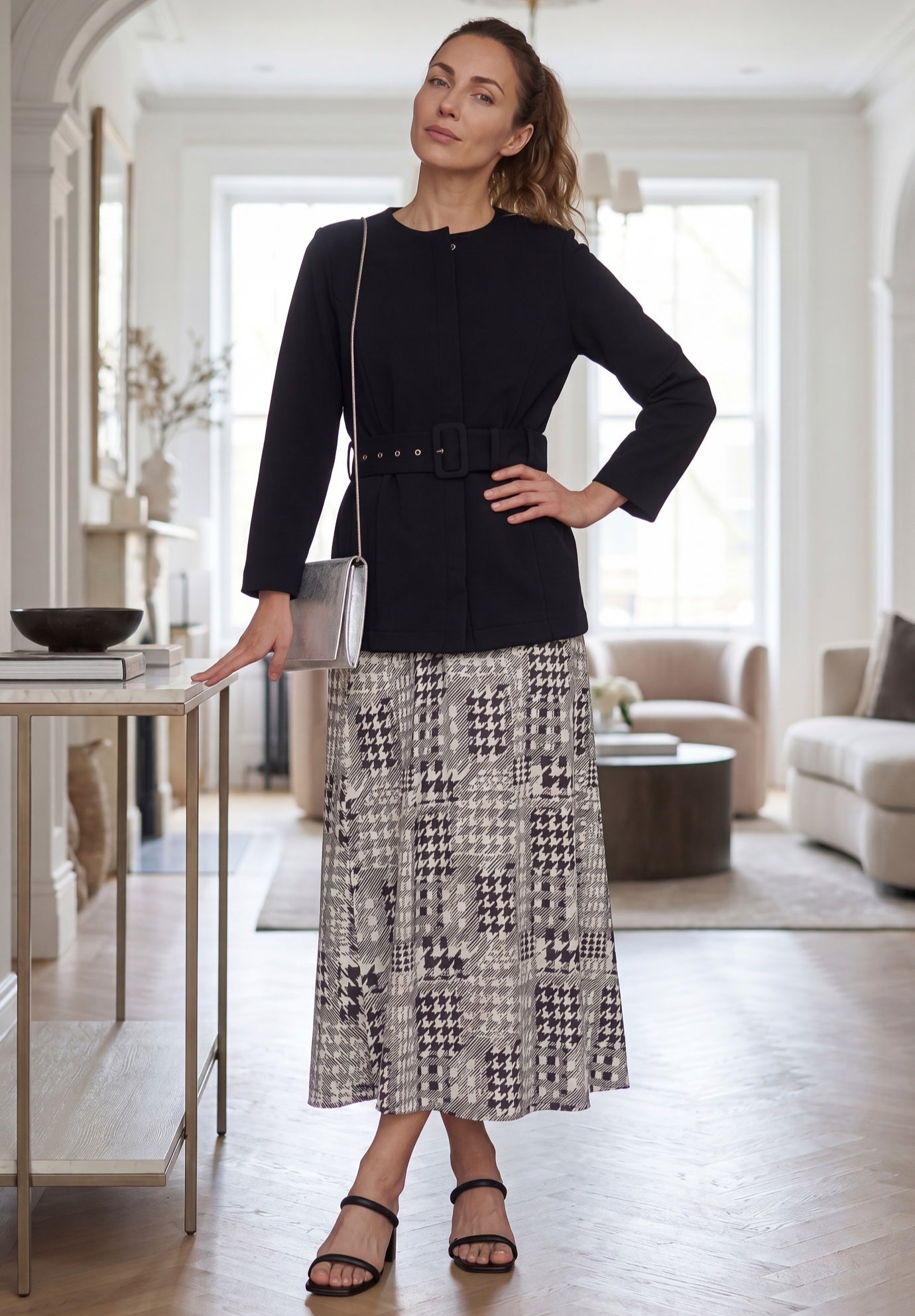 Knit Crepe Belted Jacket image number 0