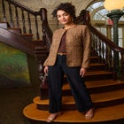 Tweed Jacket with Leather-Trim image number null