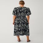 V Neck Midi Dress With Short Puff Sleeves image number 1