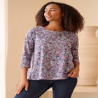 Cotton Jersey Slub Three-Quarter Sleeve Trapeze Tee image number 0