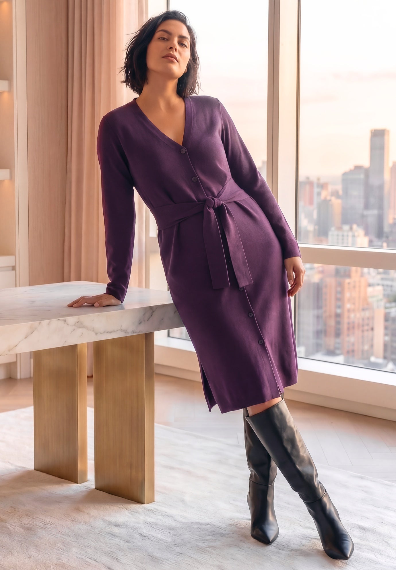 Cardigan Sweater Dress image number 0