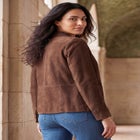Downtown Suede Jacket with Mandarin Collar image number null