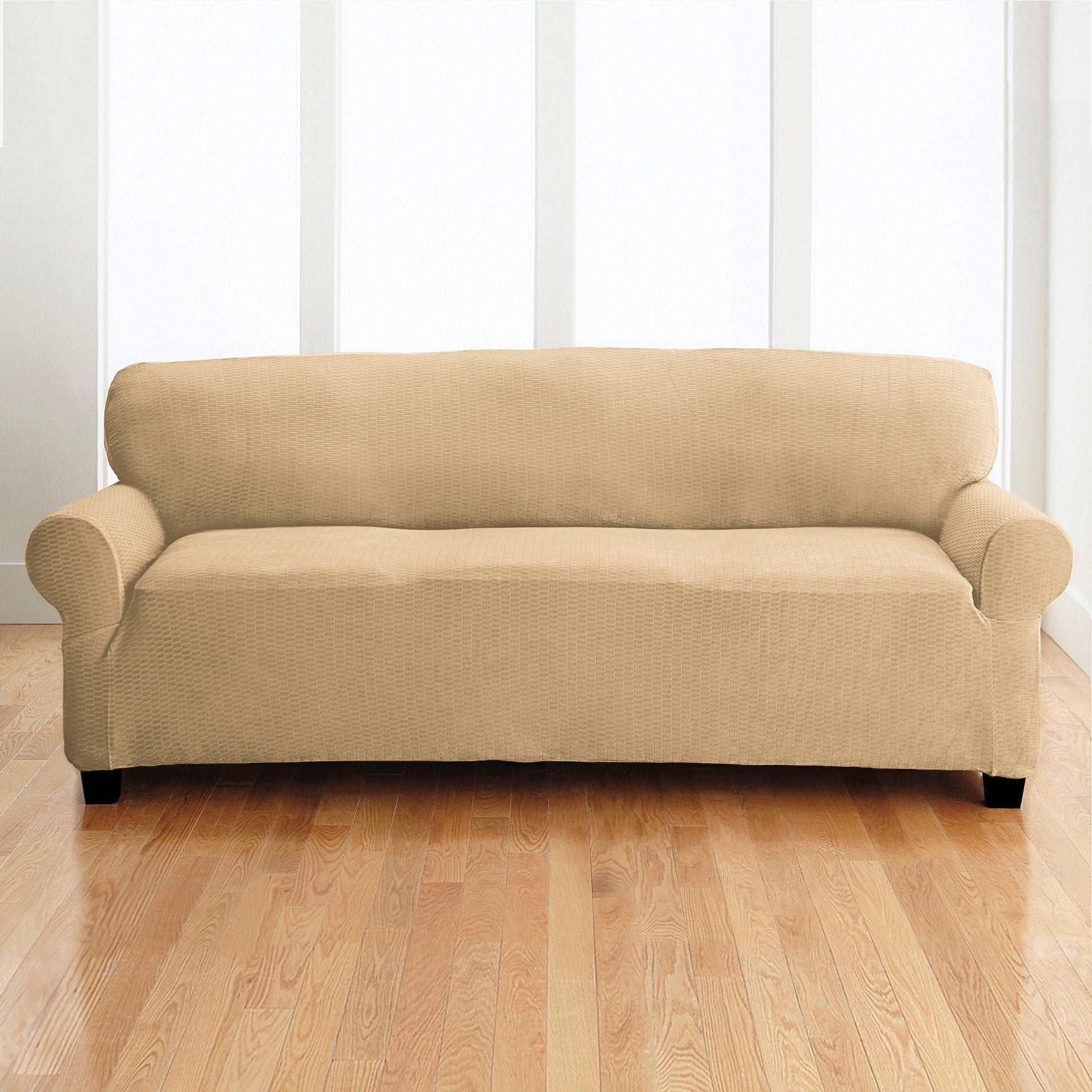 Stretch Velvet Slipover Extra Long Sofa image number 0