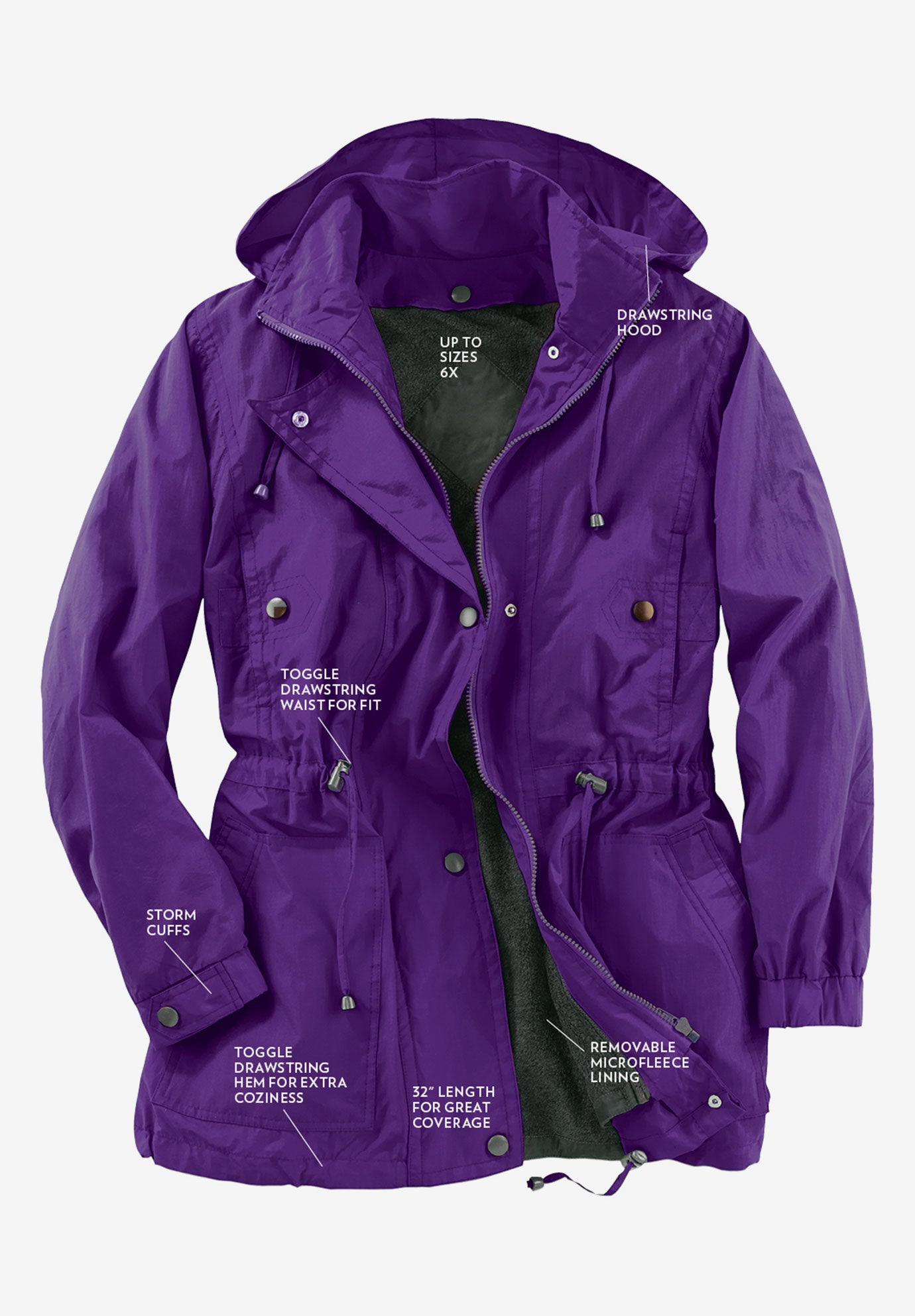 Taslon&reg; Anorak Jacket with Removable Fleece Lining image number 5