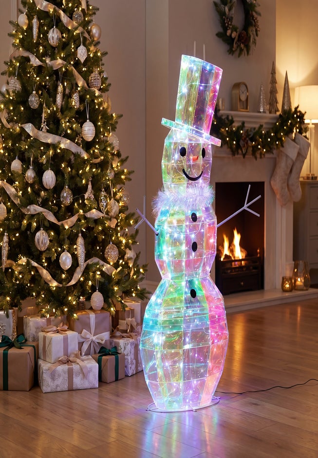 4 Ft. Pre-lit Prismatic Snowman image number 2