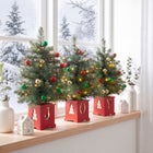 Pre-lit "JOY" Wooden Urn Tree Set, Set of 3 image number 4