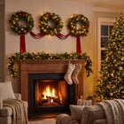 Hanging 20" Pre-lit Mixed Pine Wreath, Set of 3 image number 7