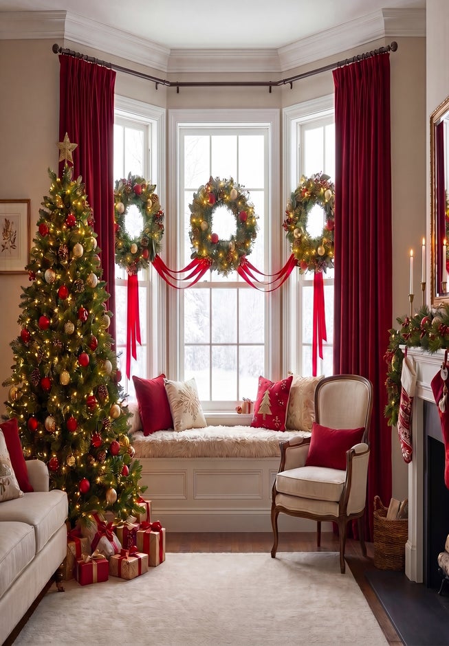 Hanging 20" Pre-lit Mixed Pine Wreath, Set of 3 image number 9