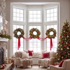 Hanging 20" Pre-lit Mixed Pine Wreath, Set of 3 image number 10