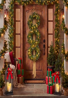 Hanging 20" Pre-lit Mixed Pine Wreath, Set of 3