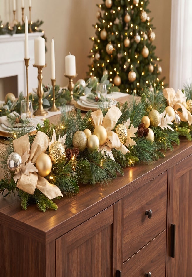 6 Ft. Pre-lit Nobel Gold Garland image number 7
