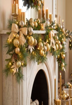 6 Ft. Pre-lit Nobel Gold Garland