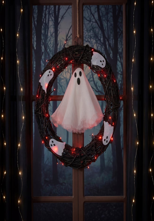 20" Pre-Lit Ghost Wreath image number 5