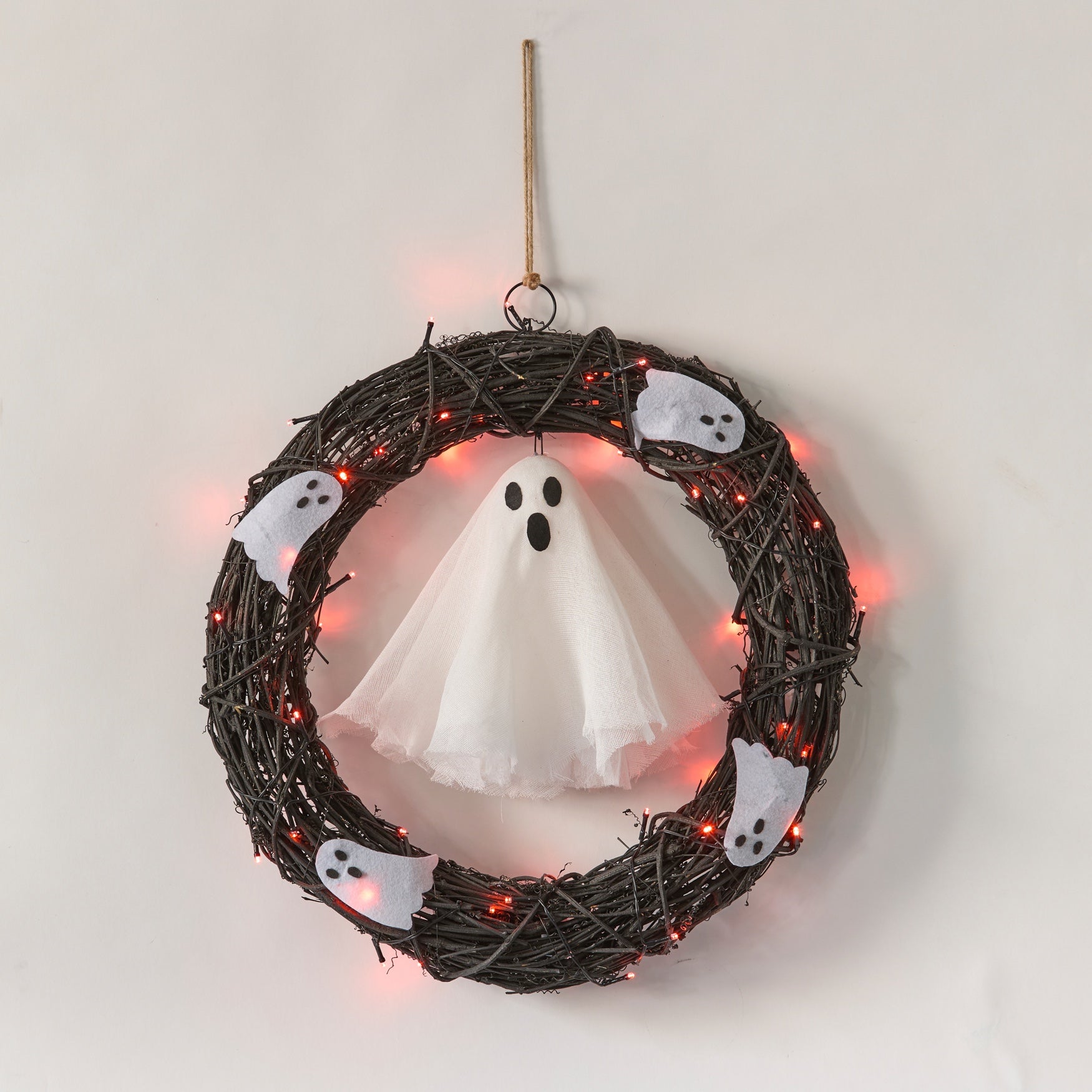 20" Pre-Lit Ghost Wreath image number 1